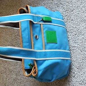 Coach L05U-IR5656 Green Blue Teal fabric bag purse handbag